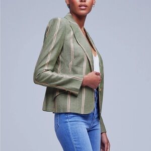 L'AGENCE  NWT Jennah Stripe Linen Blend Cropped Blazer